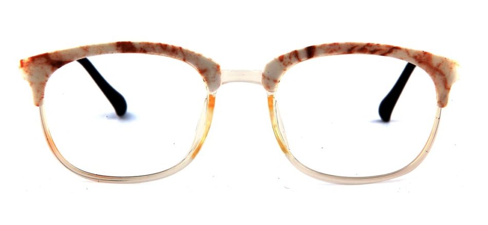Transparent White Square Browline Glasses 110227 2