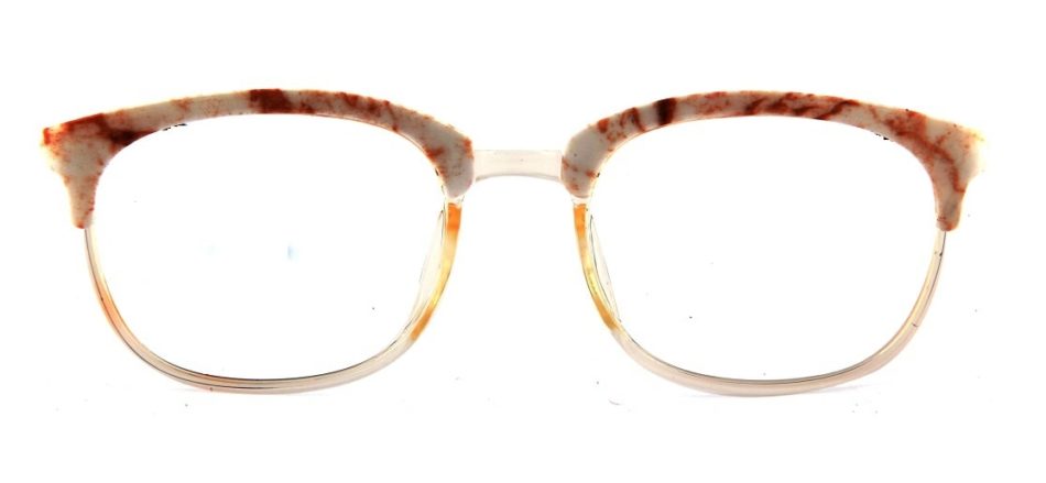 Transparent White Square Browline Glasses 110227 4