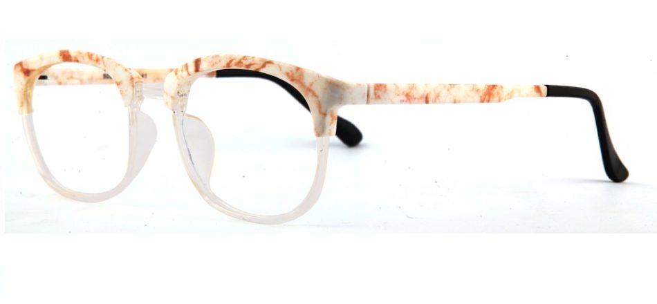 Transparent White Square Browline Glasses 110227 3